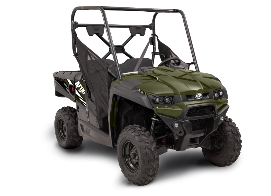 dark green and black Argo side-by-side ATV with roll-over bars